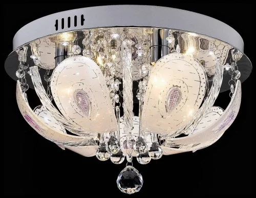 Люстра потолочная 755-107-04 Velante прозрачная белая на 4 лампы, основание хром в стиле современный 