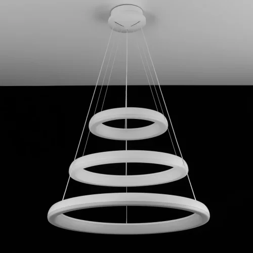 Люстра подвесная LED с пультом Юпитер Смарт CL730A150S Citilux белая на 1 лампа, основание белое в стиле современный с пультом кольца фото 9