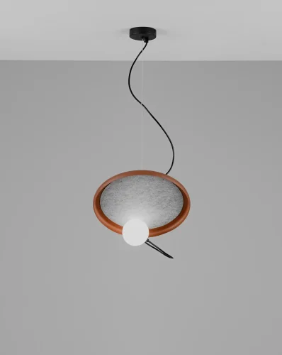 Светильник подвесной Cosmi V10696-PL Moderli серый белый 1 лампа, основание чёрное в стиле современный 
