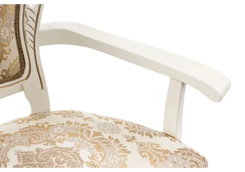 Деревянный стул Bronte молочный / патина 438329 Woodville, бежевый золотой/ткань, ножки/массив бука дерево/молочный, размеры - ****590*550 фото 7