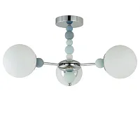 Люстра потолочная Sunday 6525/3C Lumion белая на 3 лампы, основание разноцветное хром в стиле современный шар