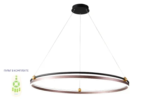 Люстра подвесная LED с пультом FERNANDO SP88W LED D1000 COFFEE/BLACK Crystal Lux коричневая чёрная на 1 лампа, основание чёрное в стиле современный с пультом кольца
