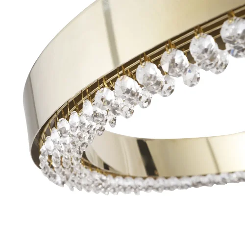 Люстра подвесная LED SATURN SP120W LED GOLD Crystal Lux прозрачная на 1 лампа, основание золотое в стиле современный кольца фото 2