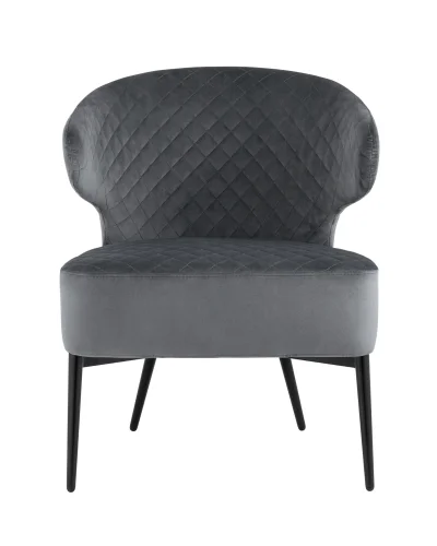Кресло лаунж Royal велюр тёмно-серый УТ000035298 Stool Group, серый/велюр, ножки/металл/чёрный, размеры - ****670*610мм фото 3