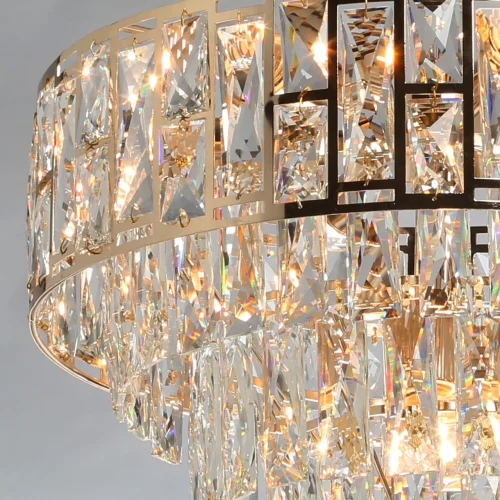 Люстра подвесная Бриз 111014108 DeMarkt прозрачная на 8 ламп, основание золотое в стиле классический  фото 6