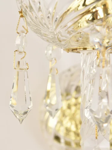 Бра 104B/2/165 G Bohemia Ivele Crystal без плафона на 2 лампы, основание золотое прозрачное в стиле классический drops фото 3