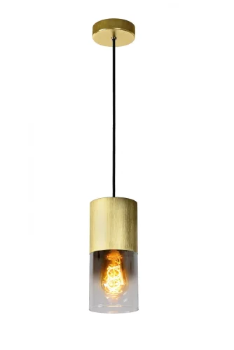 Светильник подвесной Zino 74410/01/02 Lucide прозрачный серый 1 лампа, основание матовое золото в стиле современный 
