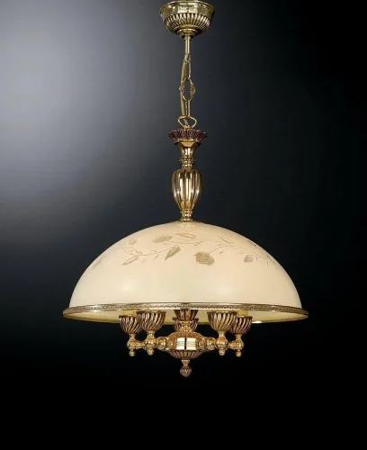 Люстра подвесная  L 6308/48 Reccagni Angelo жёлтая на 5 ламп, основание золотое в стиле классический 