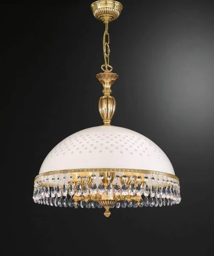 Люстра подвесная  L 8301/48 Reccagni Angelo белая на 5 ламп, основание золотое в стиле классический 