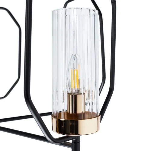Люстра потолочная Celaeno A7004PL-5BK Arte Lamp прозрачная на 5 ламп, основание чёрное в стиле классический  фото 3