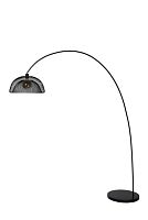 Торшер лофт Mesh 30773/01/30 Lucide изогнутый чёрный 1 лампа, основание чёрное в стиле лофт
