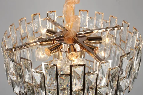 Люстра подвесная хрустальная Sangineto OML-81703-12 Omnilux прозрачная на 12 ламп, основание золотое в стиле классический  фото 2
