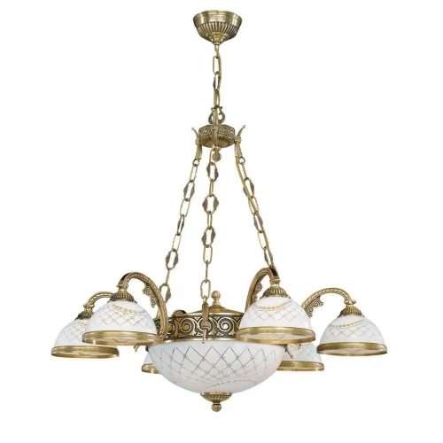 Люстра подвесная  L 7002/6+2 Reccagni Angelo белая на 8 ламп, основание античное бронза в стиле классический 