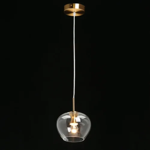 Светильник подвесной Крайс 657012001 DeMarkt прозрачный 1 лампа, основание медь в стиле современный  фото 2