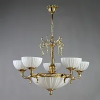 Люстра подвесная  VALENCIA 02227/5 WP AMBIENTE by BRIZZI белая на 10 ламп, основание бронзовое в стиле классический 