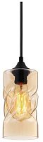 Светильник подвесной лофт 381-006-01 Velante янтарный прозрачный 1 лампа, основание чёрное в стиле лофт выдувное