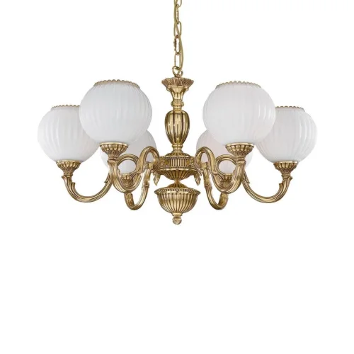 Люстра подвесная  L 9350/6 Reccagni Angelo белая на 6 ламп, основание золотое в стиле классический  фото 2