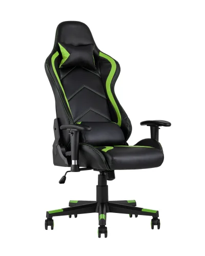 Кресло спортивное TopChairs Cayenne зеленое УТ000004602 Stool Group, зелёный/экокожа, ножки/металл/чёрный, размеры - ****640*530 фото 2