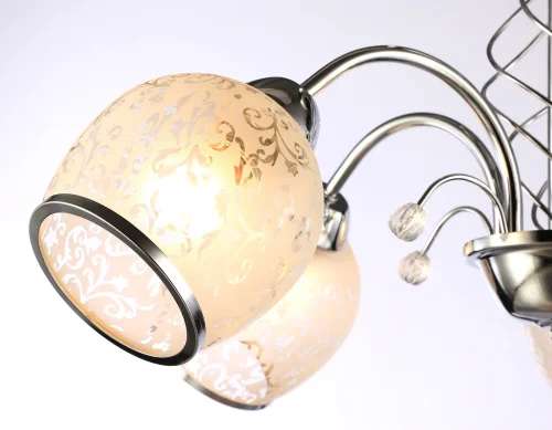 Люстра потолочная TR3188 Ambrella light белая на 5 ламп, основание хром в стиле классический  фото 2
