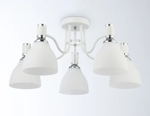 Люстра потолочная TR303305 Ambrella light белая на 5 ламп, основание белое в стиле современный классический  фото 4