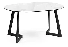Стеклянный стол Алингсос 100(140)х100х76 белый / белая шагрень / черный кварц 586977 Woodville столешница белая из стекло