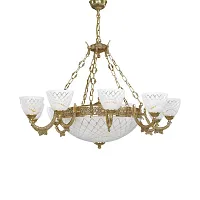Люстра подвесная  L 7152/10+4 Reccagni Angelo белая на 14 ламп, основание золотое в стиле классический 