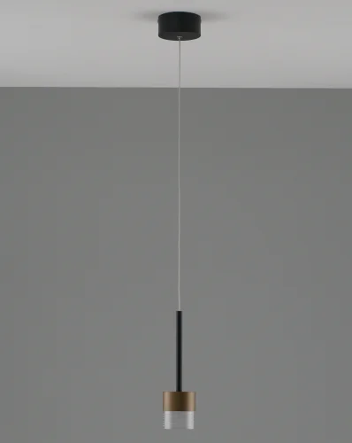 Светильник подвесной LED Self V10854-PL Moderli прозрачный коричневый 1 лампа, основание чёрное в стиле современный  фото 2