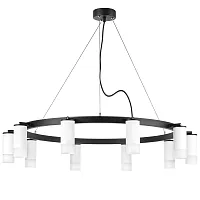 Люстра подвесная Rullo LR0203601 Lightstar белая на 10 ламп, основание чёрное в стиле хай-тек Люстра подвесная Rullo LR0203601 Lightstar белая на 10 ламп, основание чёрное в стиле хай-тек