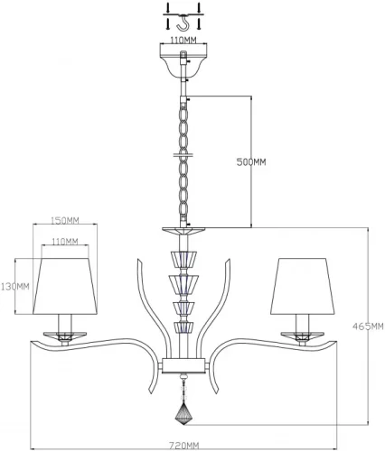 Люстра подвесная Silvestor V2551-5P Moderli белая на 5 ламп, основание хром в стиле современный  фото 2