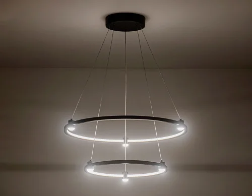 Люстра подвесная LED FL5506 Ambrella light чёрная на 1 лампа, основание чёрное в стиле современный хай-тек кольца фото 2