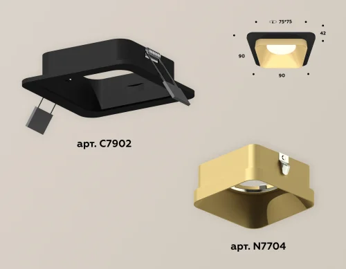 Светильник точечный Techno spot XC7902004 Ambrella light золотой 1 лампа, основание чёрное в стиле современный  фото 2