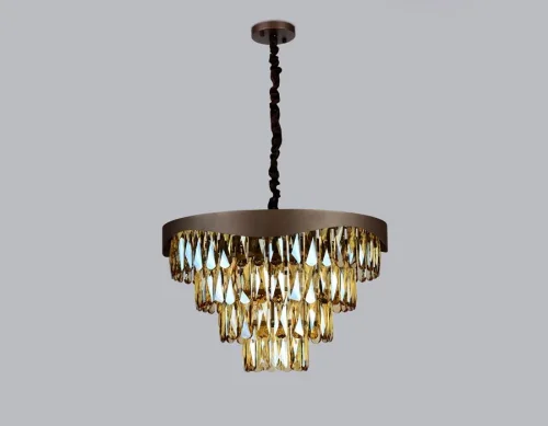 Люстра подвесная Traditional TR5086 Ambrella light янтарная на 6 ламп, основание коричневое в стиле арт-деко  фото 3