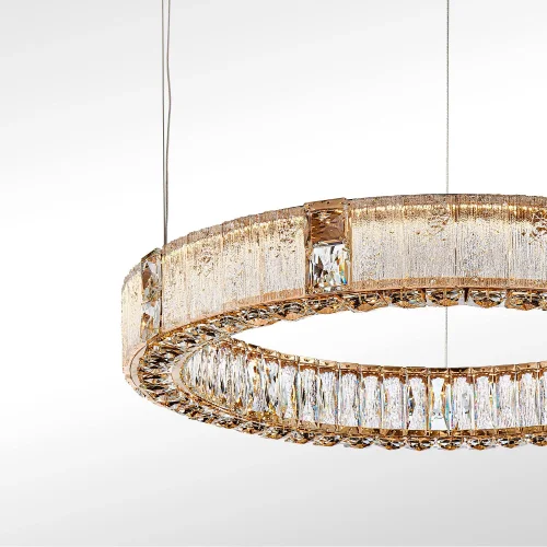 Люстра подвесная LED Templum 4204-8P Favourite бежевая янтарная на 1 лампа, основание матовое золото в стиле классический кольца фото 4