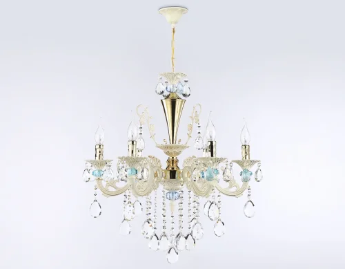 Люстра подвесная TR4923 Ambrella light без плафона на 6 ламп, основание золотое белое в стиле классический  фото 6