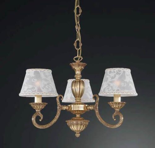 Люстра подвесная  L 8370/3 Reccagni Angelo белая на 3 лампы, основание золотое в стиле классический 