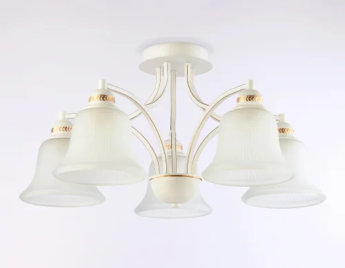 Люстра потолочная TR3050 Ambrella light белая на 5 ламп, основание белое в стиле классический  фото 5