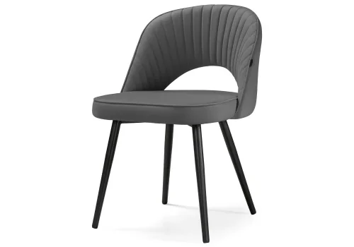 Деревянный стул Сандвикен черный / velutto 32 462137 Woodville, серый/велюр, ножки/металл/чёрный, размеры - ****500*550 фото 5