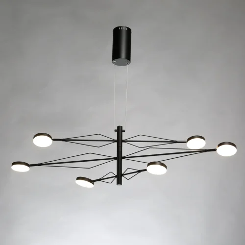 Люстра подвесная LED Гэлэкси 632017206 DeMarkt белая на 1 лампа, основание чёрное в стиле хай-тек  фото 2