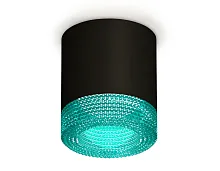 Светильник накладной XS7402013 Ambrella light голубой чёрный 1 лампа, основание чёрное в стиле хай-тек современный круглый