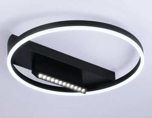 Светильник потолочный LED с пультом FL51458 Ambrella light чёрный 1 лампа, основание чёрное в стиле современный хай-тек кольца фото 3