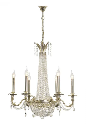 Люстра хрустальная подвесная Ancona E 1.6.6.600 SB Dio D'Arte прозрачная без плафона на 6 ламп, основание серое серебряное в стиле классический 