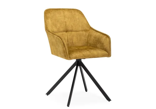 Кресло Дакота крутящиеся желтое / черное 571398 Woodville, жёлтый/велюр, ножки/металл/чёрный, размеры - ****670*700мм фото 2
