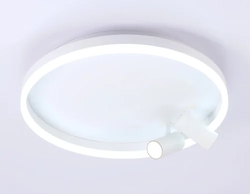 Светильник потолочный LED с пультом FL5112 Ambrella light белый 1 лампа, основание белое в стиле современный хай-тек кольца фото 3