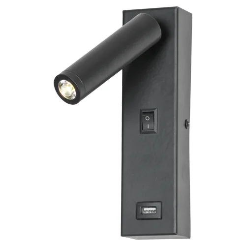 Бра с выключателем LED с usb Cozy LSP-8242 Lussole чёрный на 1 лампа, основание чёрное в стиле современный для чтения