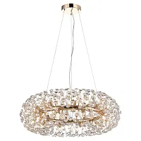Люстра подвесная Alaska GRLSP-8338 Lussole прозрачная на 20 ламп, основание золотое в стиле современный Люстра подвесная Alaska GRLSP-8338 Lussole прозрачная на 20 ламп, основание золотое в стиле современный
