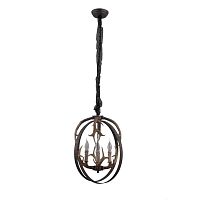 Светильник подвесной Leporano OML-51906-04 Omnilux без плафона коричневый 4 лампы, основание коричневое в стиле кантри 