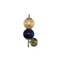 Бра Zhizel APL.608.11.02 Aployt синий янтарный 2 лампы, основание бронзовое в стиле арт-деко современный молекула