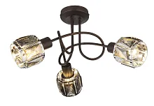 Люстра потолочная Indiana 54357-3 Globo серая прозрачная на 3 лампы, основание коричневое в стиле модерн 