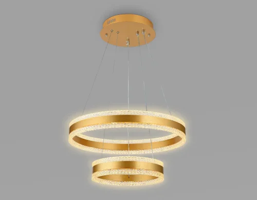 Люстра подвесная LED с пультом FA6178 Ambrella light прозрачная золотая на 1 лампа, основание золотое в стиле современный хай-тек с пультом кольца фото 5
