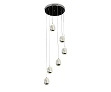 Люстра каскадная LED Берти 07866-6A,02 Kink Light прозрачная на 6 ламп, основание хром в стиле современный каскад